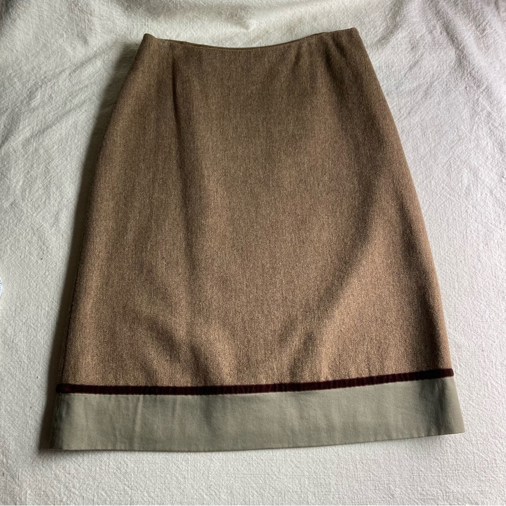 Vintage Ann Taylor LOFT Timeless Classic Wool Tweed & Velvet Trim A-Line Skirt